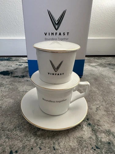 *VERY RARE* VINFAST Vietnamese Porcelain Coffee Filter Set by Minh Long