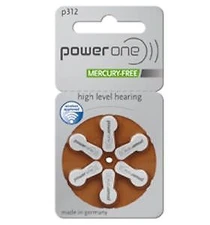 PowerOne Size 312 Hearing Aid Batteries - 30 count