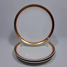 Mikasa Cabernet 6 5/8" Bread & Butter Plates A5-165 Gold & Orange Band Set of 4