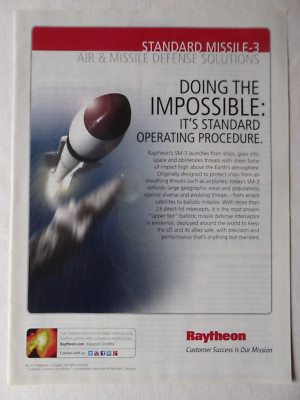 8/2013 PUB RAYTHEON SM-3 STANDARD MISSILE DEFENSE INTERCEPTOR ORIGINAL ANZEIGE