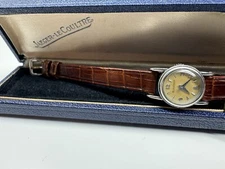jaeger lecoultre backwind ladies stainless steel swiss made wristwatch with box