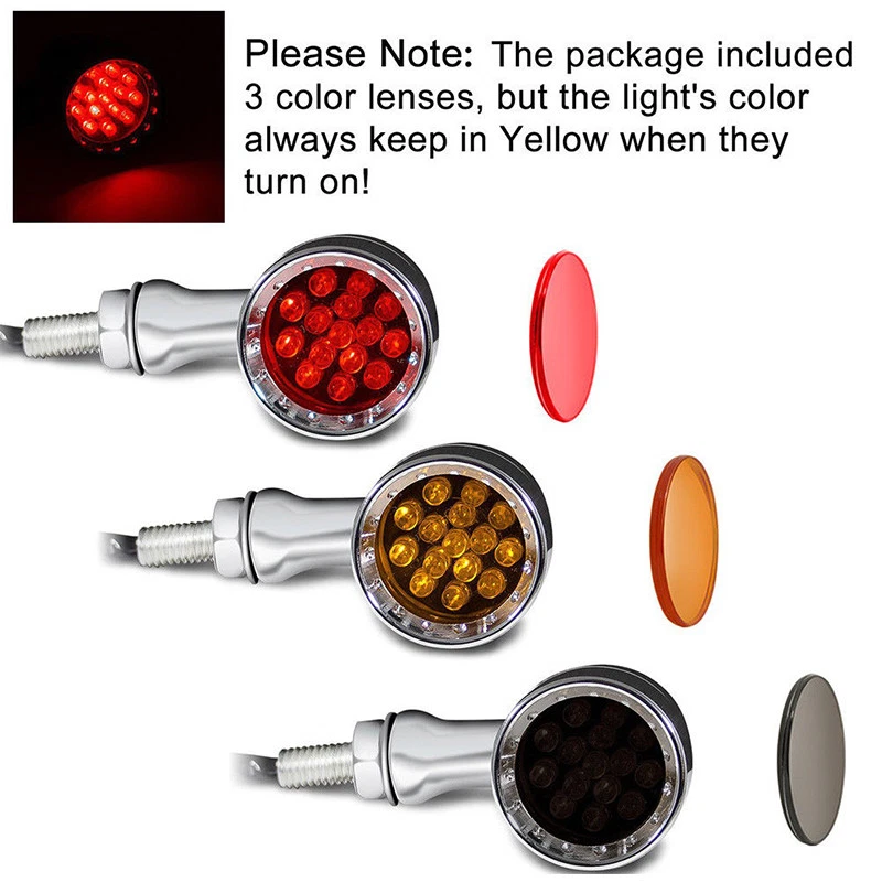 12V Motorbike LED Red Indicator Lights Chrome Running Brake Turn Signals MT 10mm - Image 4 of 4