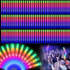 120pcs Light Up Foam Sticks LED Wands Batons DJ Flashing Color Changing Glow 16"