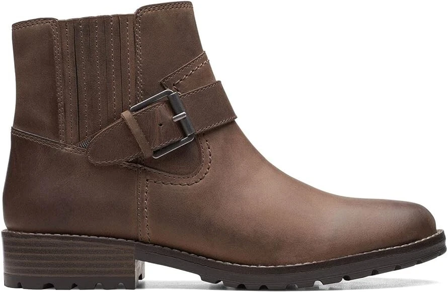Clarks Ladies CLARKWELL STRAP Taupe Leather Ankle Boots Size UK 4
