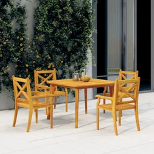 Garden Dining Set Natural wood Solid Acacia wood Medium vidaXL
