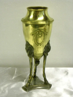 🇫🇷 ANCIEN VASE URNE EN BRONZE TETE ET PIED DE BELIER TRIPODE NAPOLEON 3 - Photo 1/4