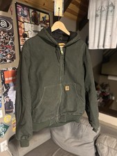 Carhartt J130 moss hooded and quilted active jacket green Deadstock Size L