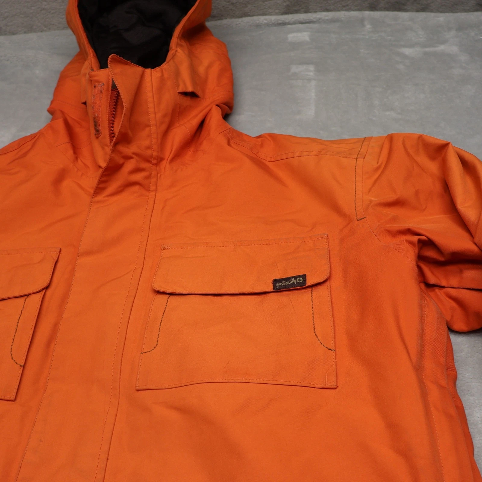 Planet Earth Jacket Mens Large Orange Ski Snow Waterproof Hooded Full Zip VTG image 3