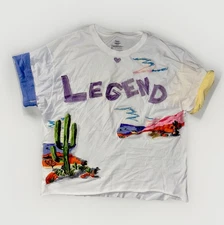 Upcycled Clothing Art To Wear T-Shirt Top  Patchwork Vintage Fabric LEGEND SZ L