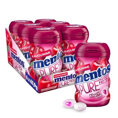 Mentos Pure Fresh Kirsche - Kaugummi ohne Zucker - 6 Dosen