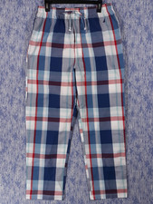 Nautica Sleepwear Pajama Pants Mens Medium Lightweight Cotton Blue Plaid Lounge