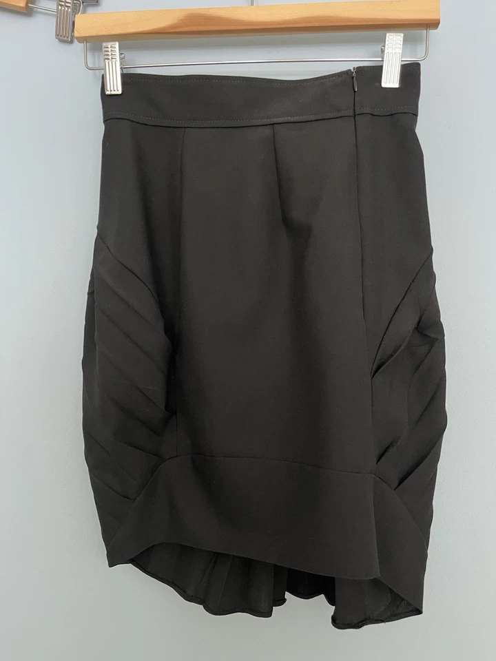 BALENCIAGA 2003 черный оригами плиссированные юбки, размер 38 (XS), шерсти/шелка/поли - Изображение 3 из 4