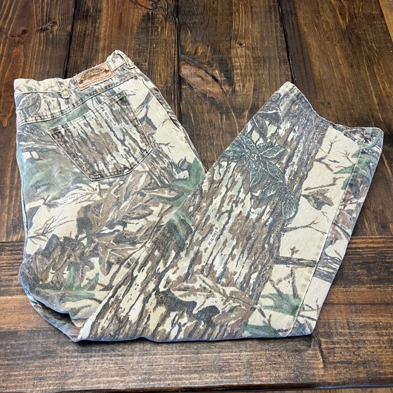 Cabelas Mens Camo Cargo Pants Real Tree Outdoor Hunting Fishing Size 36x32