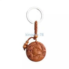3.8cm Exquisitely retro Engrave  Mao Zedong  Peach Wood Pendant Key Chain