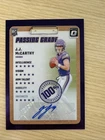 JJ McCarthy Donruss Optic Passing Grade Color Match 10/25 Minnestoa Vikings Auto