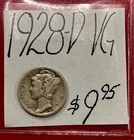 1928-D Mercury Silver Dime (VG) Very Good Condition! ENN Coins