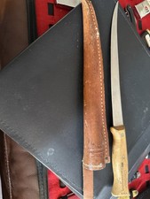 KA-BAR Pro Fisherman Vintage Fillet Knife Wood Handle Leather Sheath