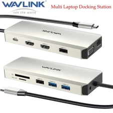 Multi Laptop Docking Station USB C Hub Quad Triple Monitor HDMI Dock VGA DP HUB