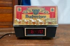 VINTAGE BUDWEISER CLYDESDALES LIGHTED BEER SIGN CLOCK HORSE WAGON ADVERTISING