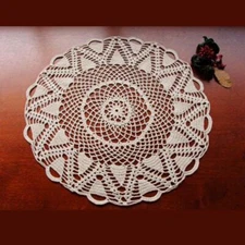 Ecru Sunflower Crochet Table Center Doily 12" 100% Cotton Handmade