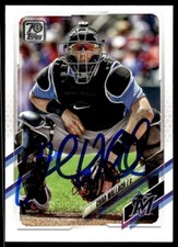 2021 Topps Baseball Chad Wallach Auto Miami Marlins #593 Signed