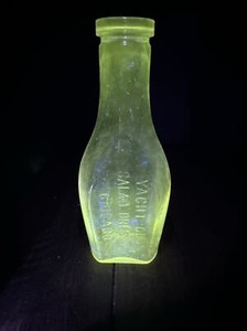 Vintage Manganese Uranium Bottle YACHT CLUB SALAD DRESSING CHICAGO 