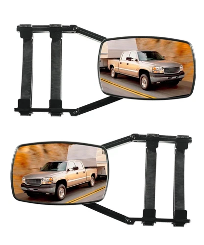 Car Tow Mirror - Universal Clamp-On 360 Degree Rotation Adjustable Mirror, RV Le