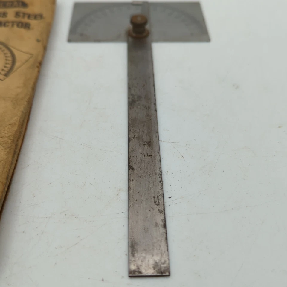 General Tools Stainless Steel Protractor No. 17 Miter Angle Made in USA w/Sleeve - Image 4 of 4