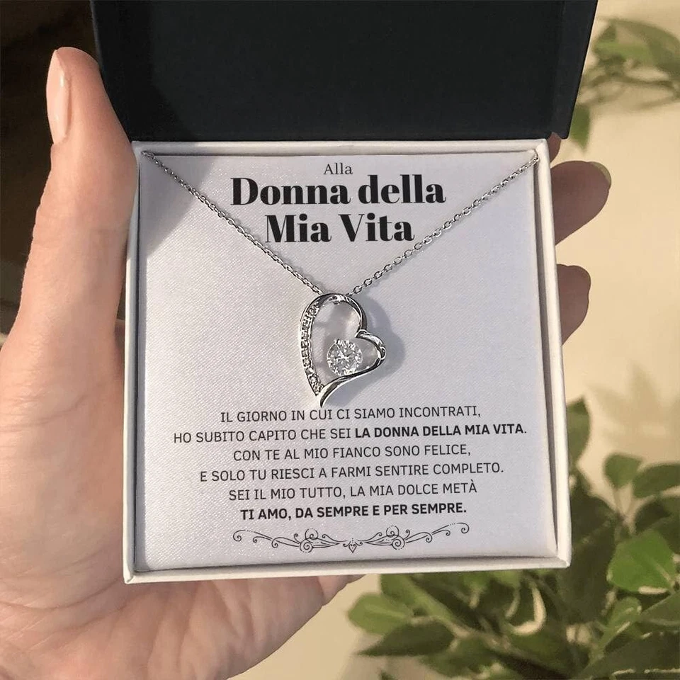 Collana Donna Amore Argento Regali per lei - Cofanetto con DEDICA incluso - Immagine 2 di 4