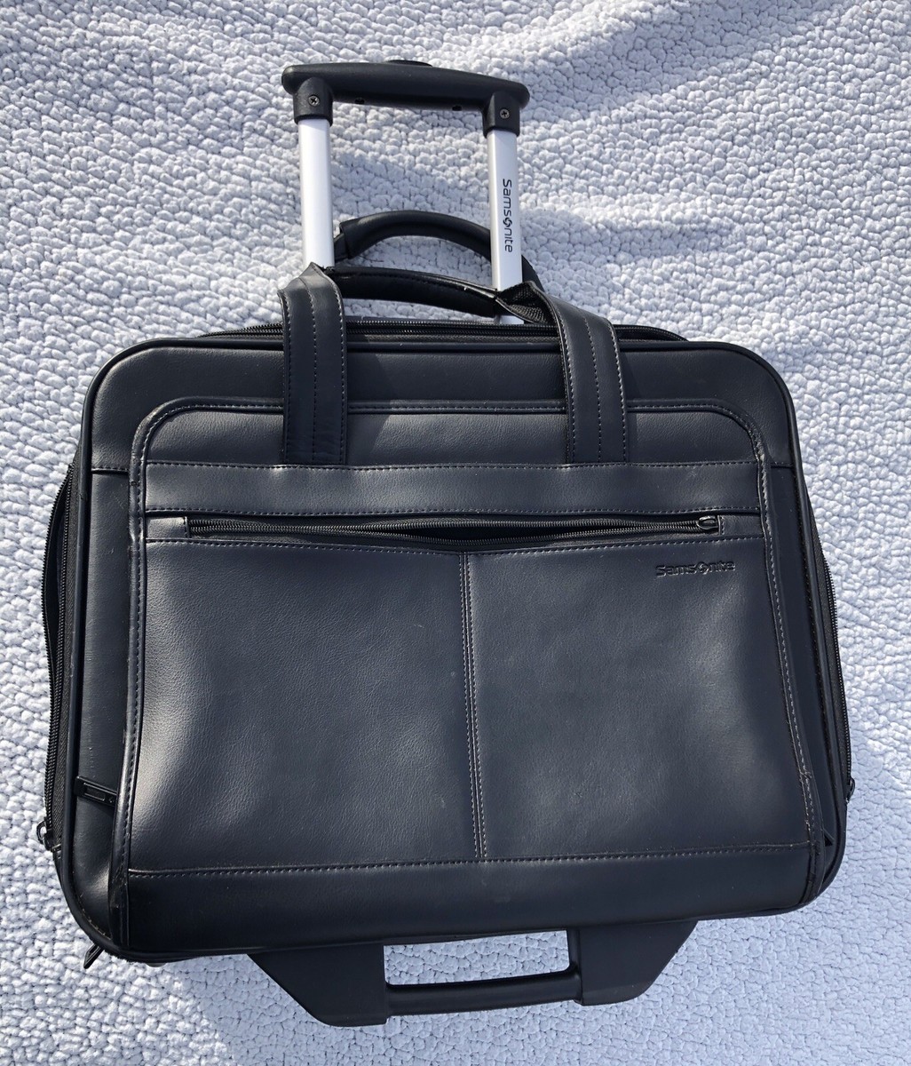 SAMSONITE Leather Rolling Bag Briefcase Suitcase Carry On SAMSONITE Leather Rolling Bag Briefcase Suitcase Carry On