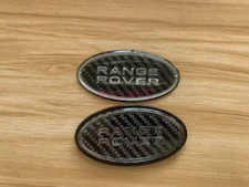 2PCS Carbon Fiber For Land Rover Range Rover Grille tail Gate Emblem Oval Badge