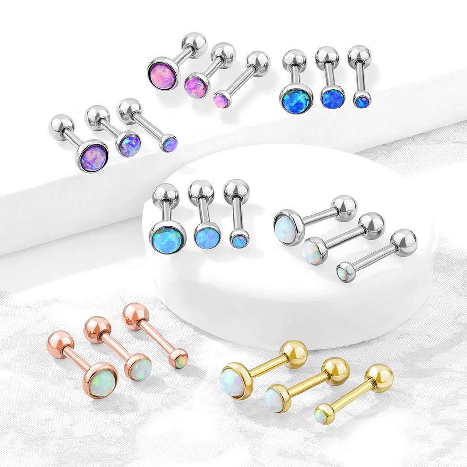 Piercing Tragus In Acciaio Chirurgico - Opale Colorato - Immagine 2 di 3