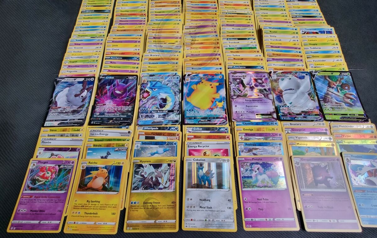 200 Pokemon Cards Bulk Lot 2x Ultra Rare V 24 Rares & Shiny Holo Amazing  Gift!