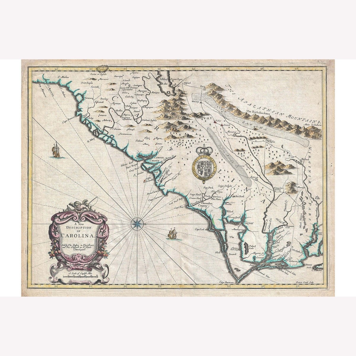 Map of Carolina; Antique Map by John Speed; 1676 | eBay