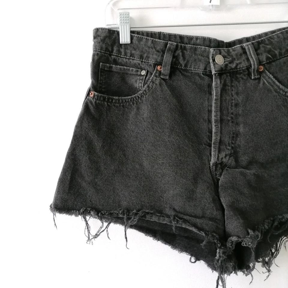 Pantalones Cortos H&M Vintage Mujer Gris Carbón Denim Cintura Alta Corte Talla 10 Foto 3 de 4