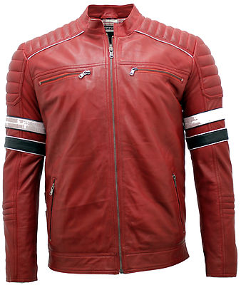 Herren Racing rote Leder Bikerjacke