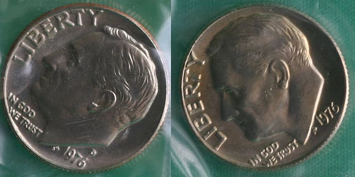 1976 P and D Roosevelt Dime 2 Coins from US Mint Set BU Cellos Ten Cents Two 10c