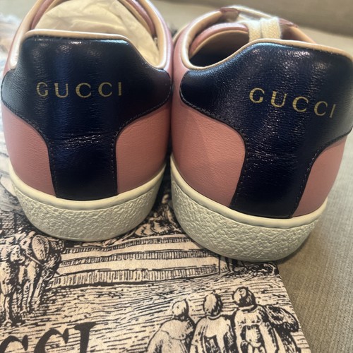 Zapatillas bajas Gucci de cuero rosa Ace Gucci a rayas talla 38 - Imagen 3 de 11