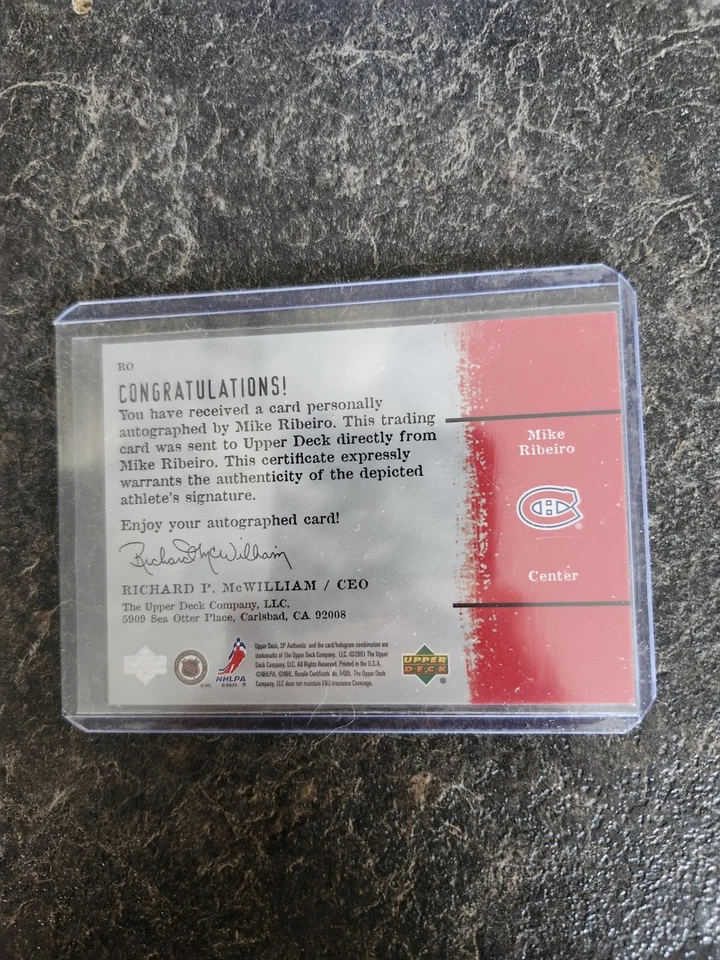 2000-01 SP Authentic Sign Of The Times Mike Ribeiro Card# RO - Image 2 of 2