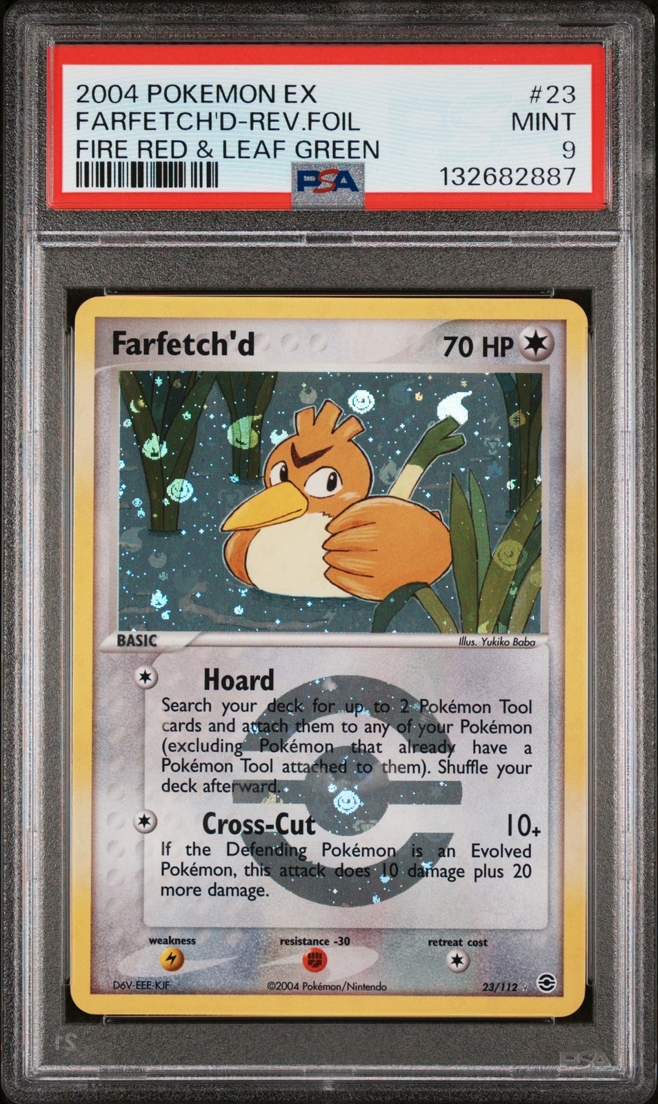 2004 POKEMON EX FIRE RED & LEAF GREEN #23 FARFETCH'D-REVERSE FOIL PSA 9