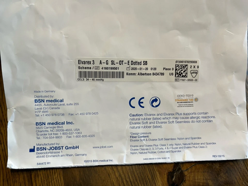 Jobst Elvarex 3 CCL3 34-46mmHg Compression Stockings A-D SL-OT-E Dotted SB 2015 - Image 4 of 4