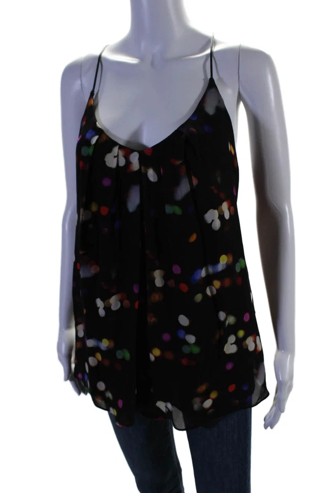 Milly Womens Silk Polka Dot Print Spaghetti Strapped Blouse Top Black Size 10 - Image 2 of 4