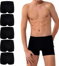 "Incontinence Underwear Men Washable Leak Proof Boxer Briefs 5 Pack Medium Black
