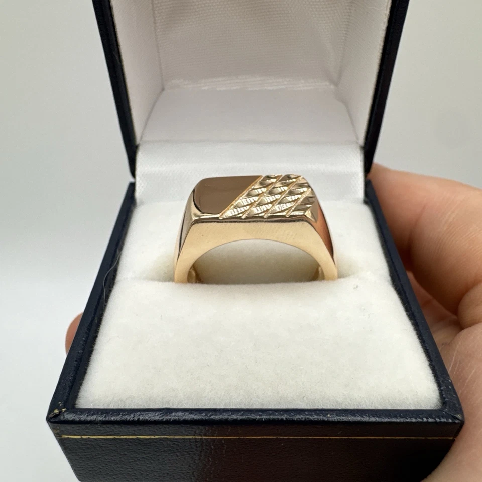 14CT ROLLED Gold Bonded Ring Hallmarked 585RG Etched Size Unisex Gift - Image 3 of 4