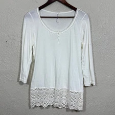 Anthro Mur Mur Tunic Top Small Crochet Lace Sheer Cottage Garden Lagenlook Artsy