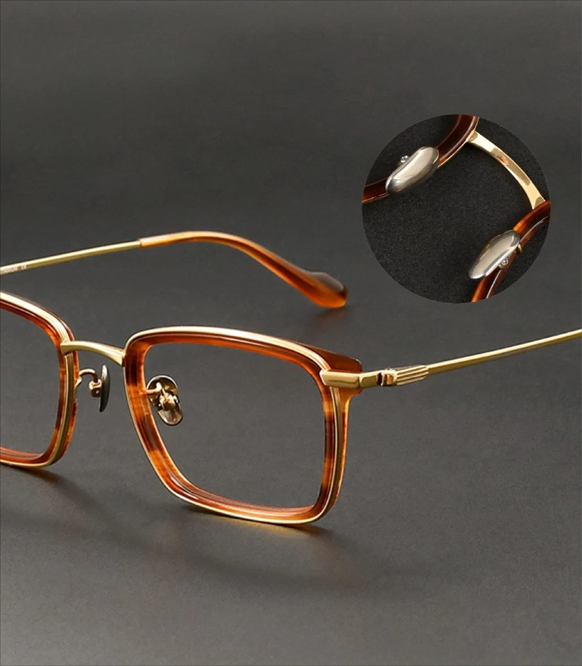 Retro Square Handmade Titanium Metal Optical Frames Spectacles Reading Glasses - Image 3 of 4