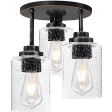 3-Light Semi Flush Mount Ceiling Light, 9 Inch Oil Rubbed Bronze Close to Cei...