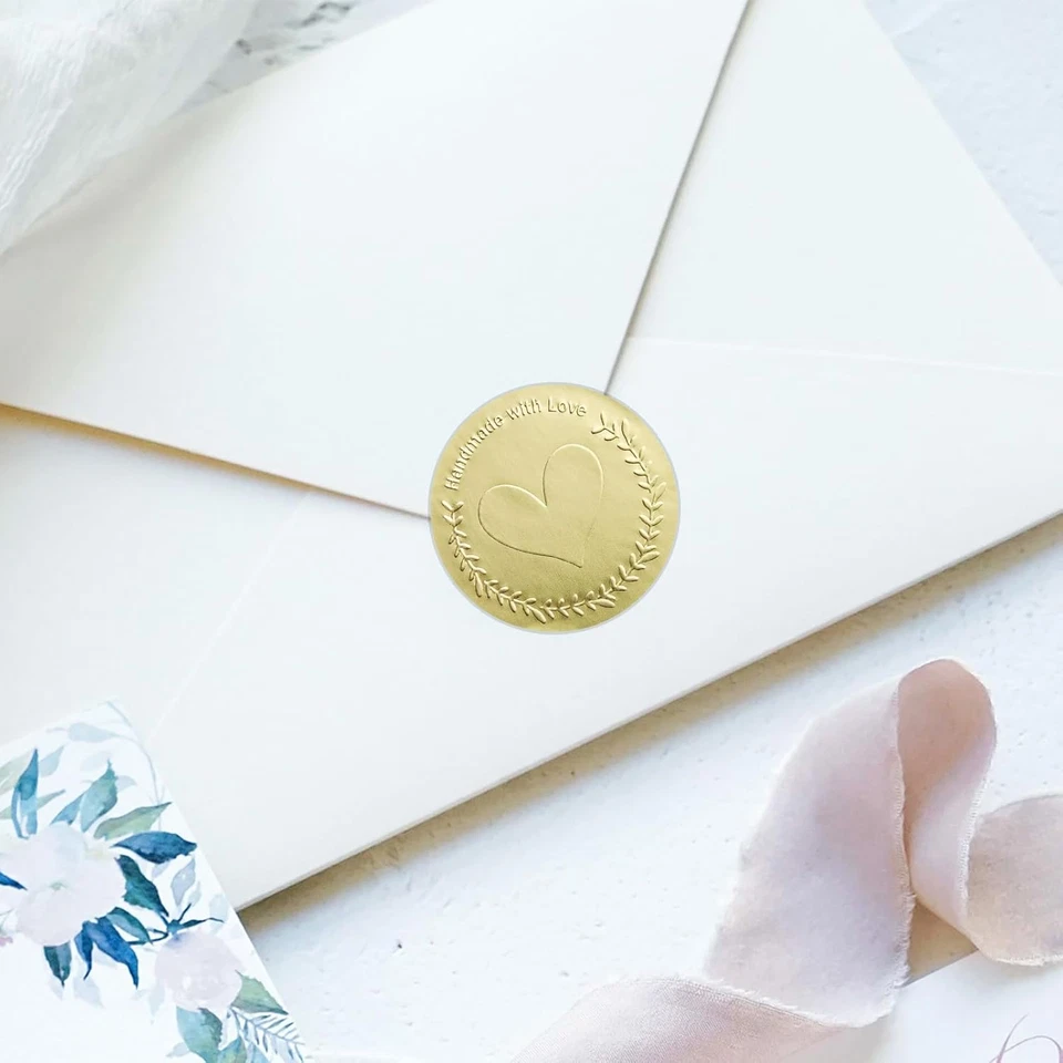 100 X Handmade with Love Stickers – Embossed Gold Foil Labels – Small Business P - Image 4 of 4