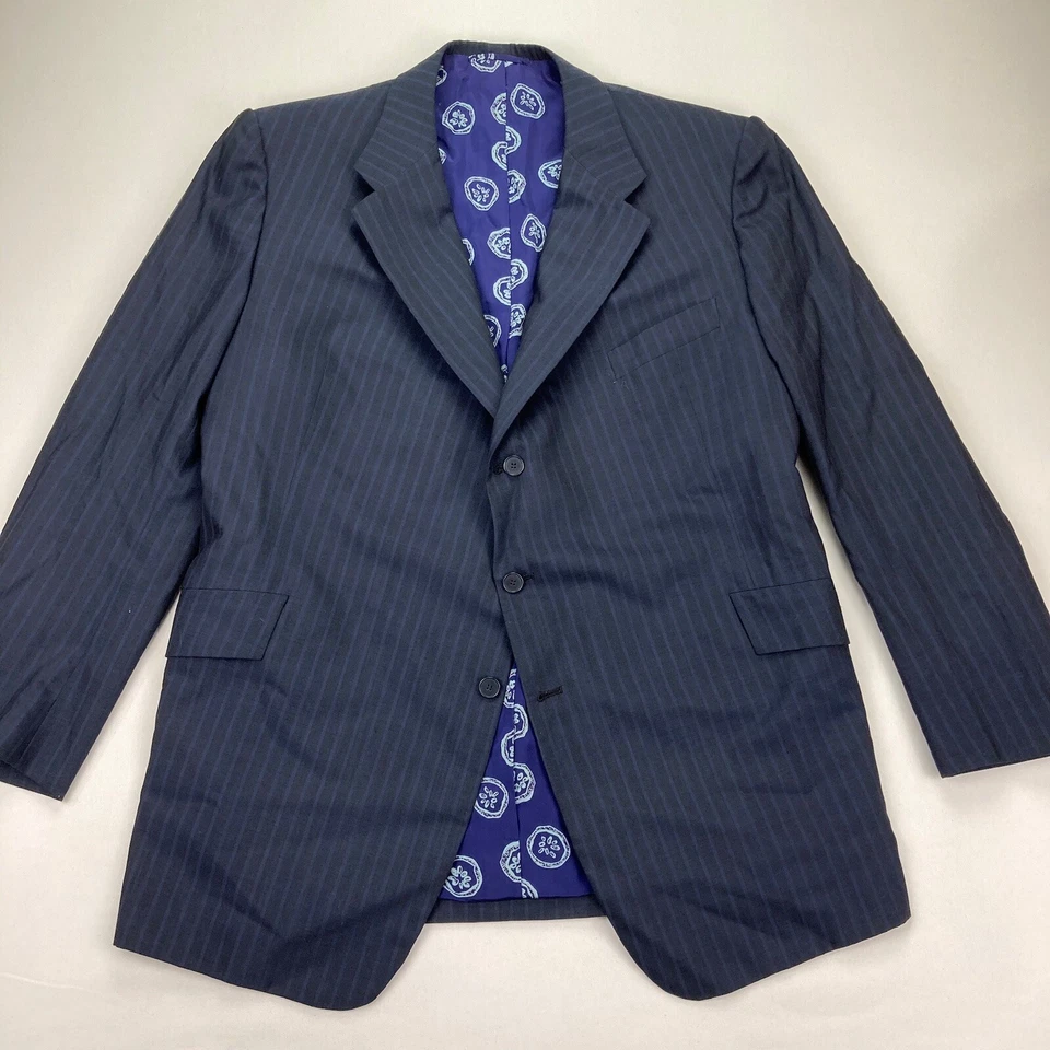 William Fioravanti Mens Bespoke 3-Button Blazer Scarf Lining Blue Stripes • 42 R - Image 3 of 4