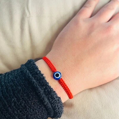 Evil Eye Armband, Nazar Armband, Makramee Schutzarmband geflochtenes Armband Rot - Bild 1 von 3